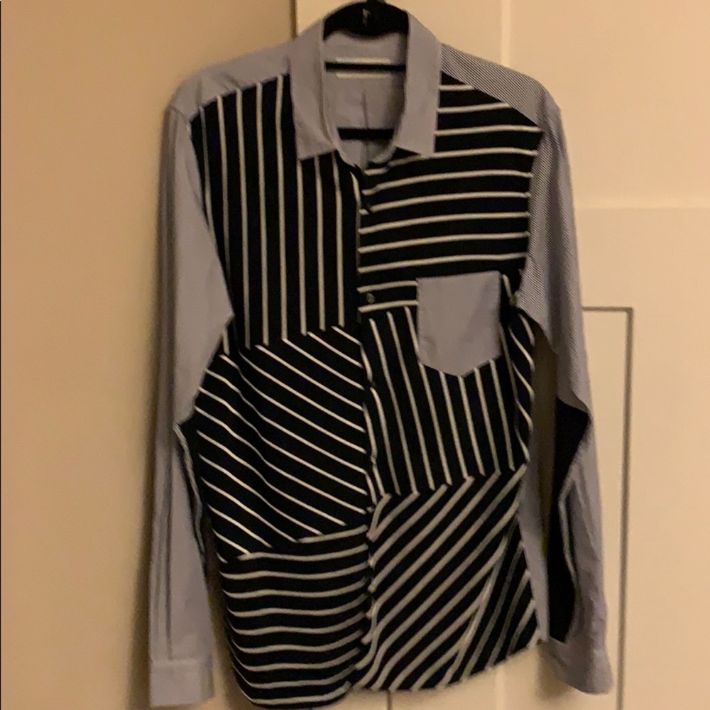 Tomorrowland blue striped contrast sportshirt